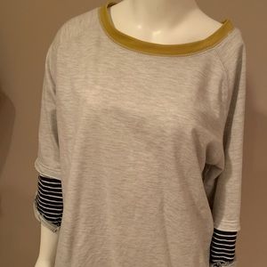 Grey top with stripe sleeve detail